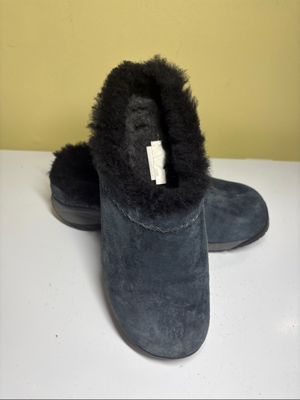 Merrell Blue Suede Sheepskin Lined SlipOn Mule Slide Size 10